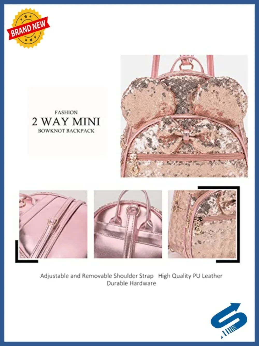 Faux Leather Bowknot Mini Backpack Convertible Crossbody Purse